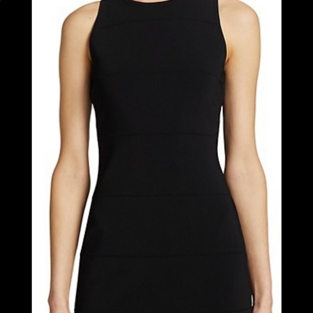 Black theory pointelle stretch knit dress